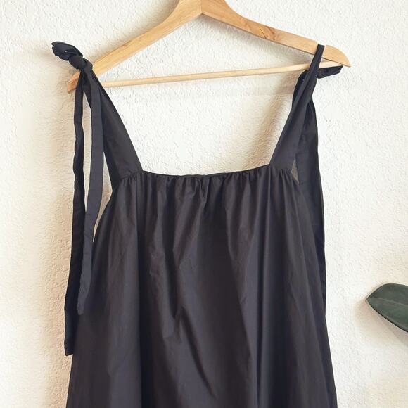 Frnch Paris Cylia Maxi Dress Medium? Minimalist Tiered Poplin Oversized Pockets - Picture 3 of 12